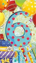Dubbelt kort med kuvert - 6år Pakethög (Fraktfritt)