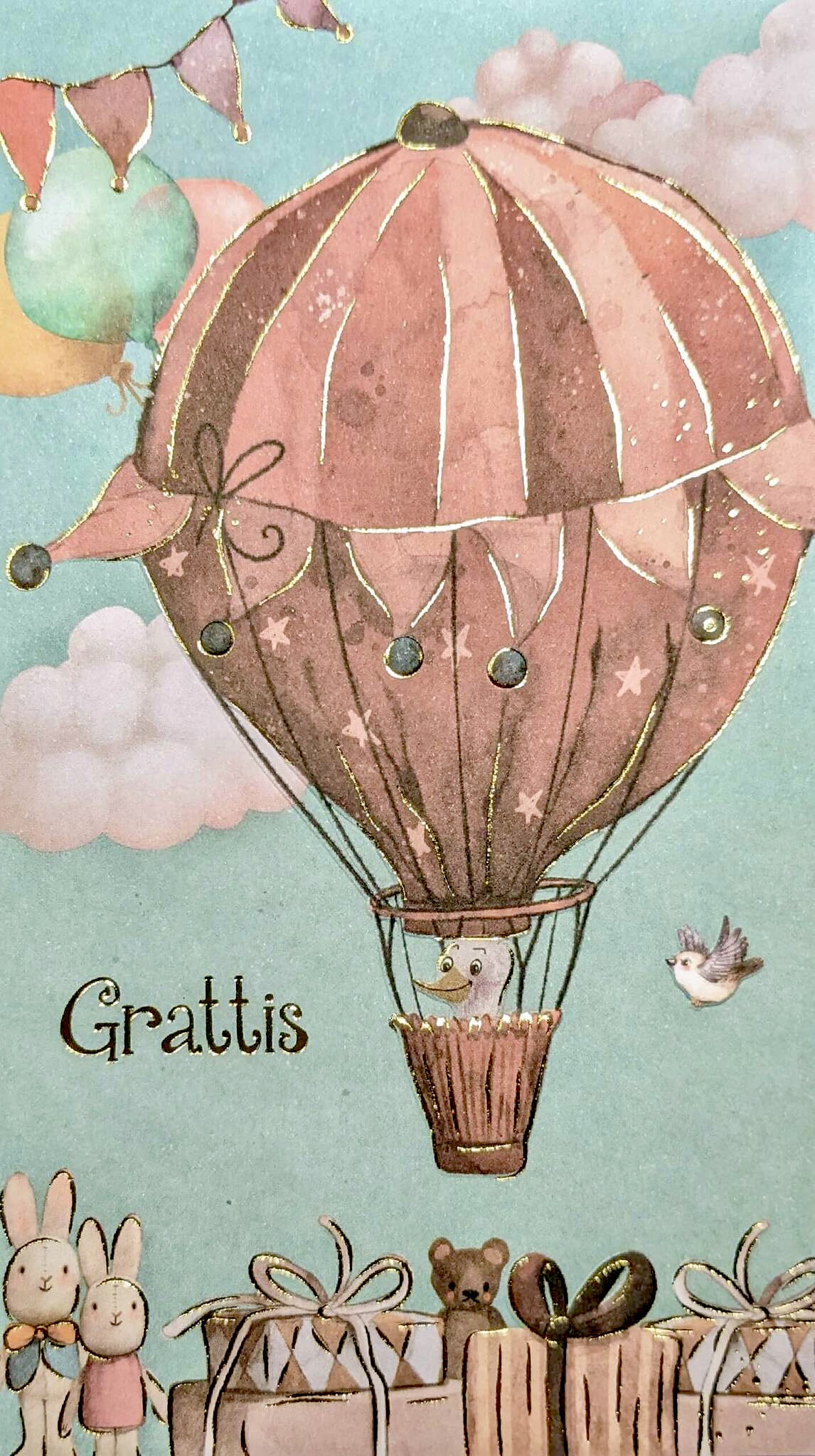 Kort med kuvert - Luftballongsgrattis (Fraktfritt)