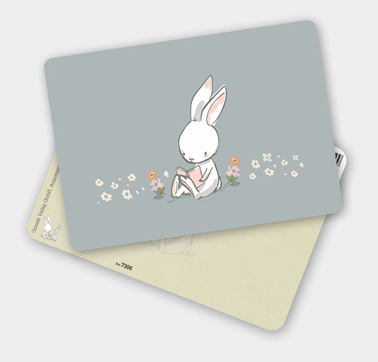Enkelt Kort - Bokläsande kanin (Fraktfritt)