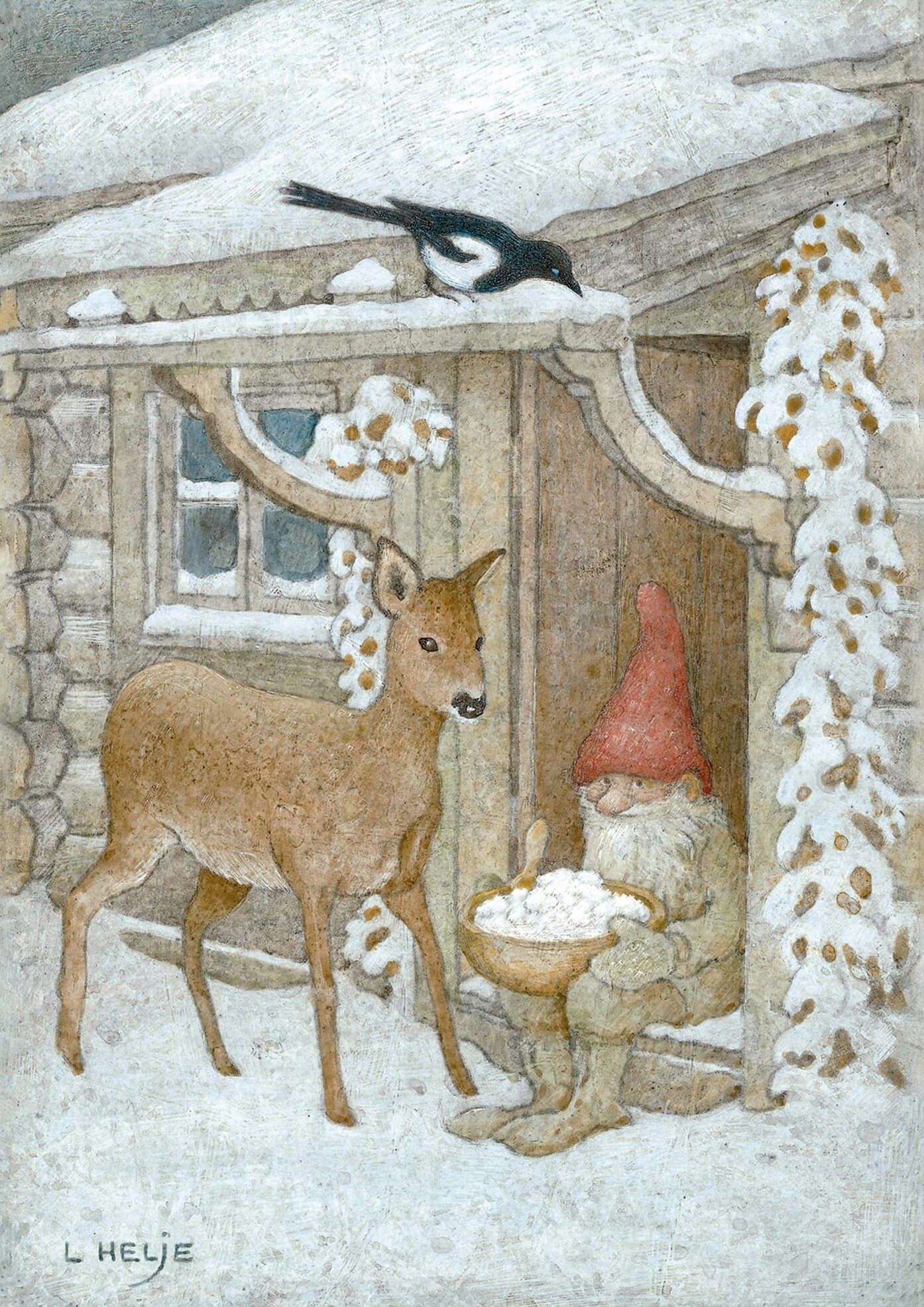 Julkort med kuvert - Tomten och gröten (Fraktfritt)