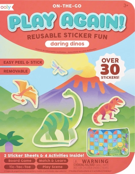 Dinosaurier - Återanvändbara klistermärken och spel
