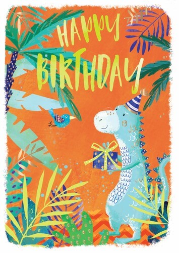 Dubbelt kort med kuvert - Dinosauriens födelsedag (Fraktfritt)