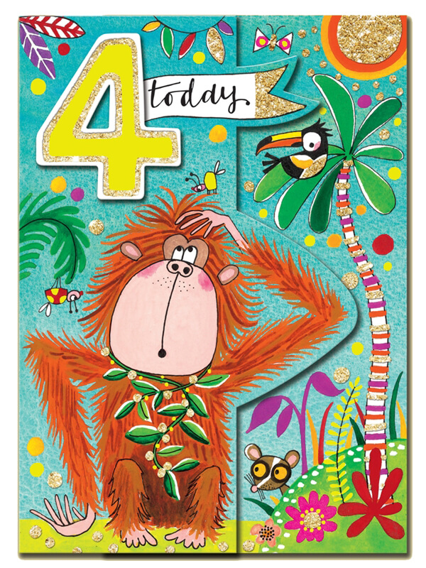 Dubbelt kort med kuvert - 4År orangutang