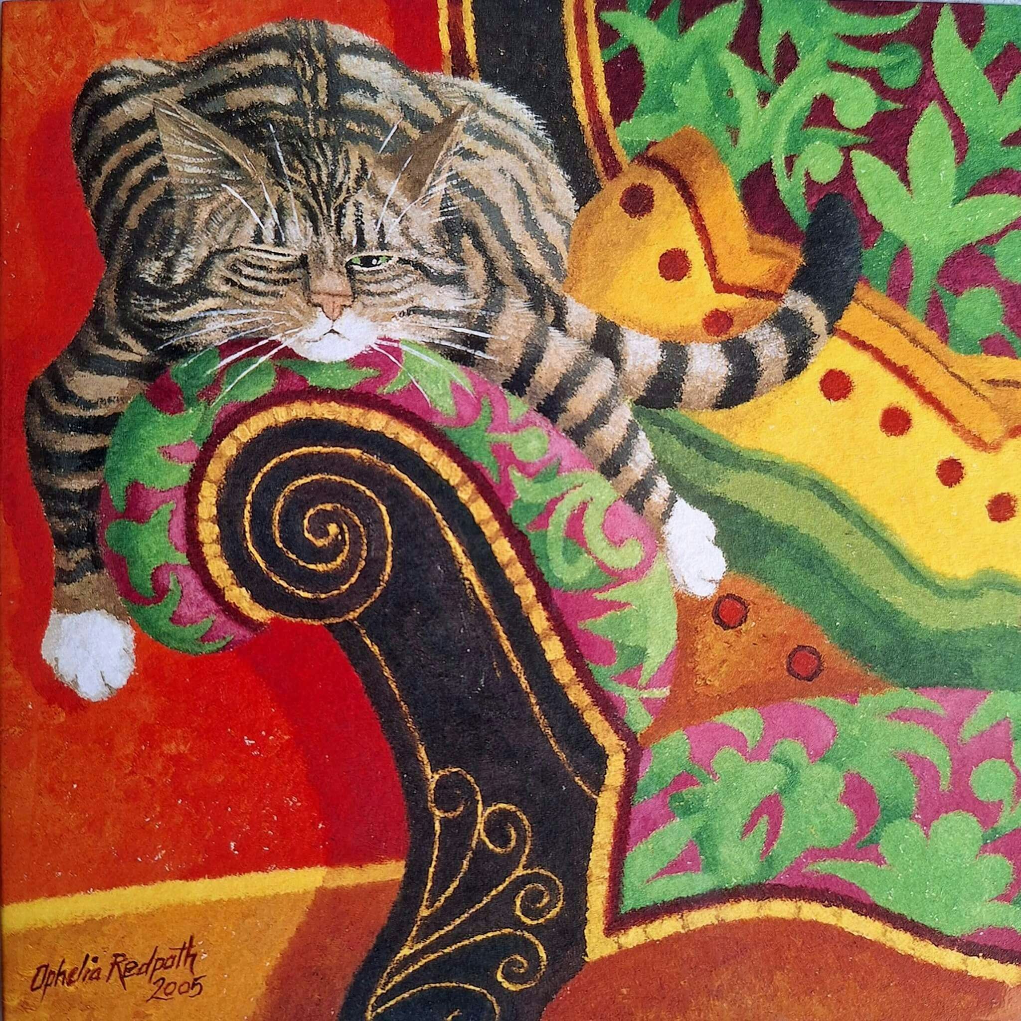 Dubbelt kort med kuvert - Trött katt (Fraktfritt)