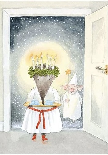 Enkelt Kort - Julkort - Lilla kotten - Lucia (Fraktfritt)