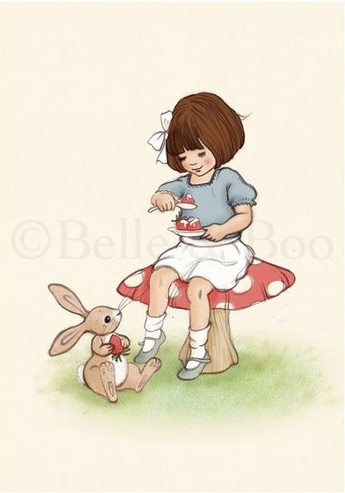 Enkelt kort - Jordgubbar med grädde - Belle & Boo (Fraktfritt)