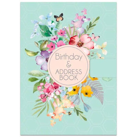 Adress- och födelsedagsbok - Blommor och fjärilar