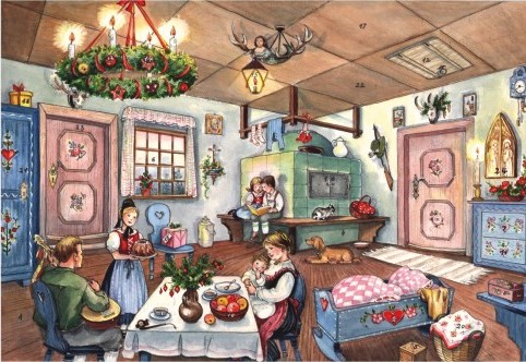 Jul i hemmet - Adventskalender med glitter, A4 (Fraktfritt)