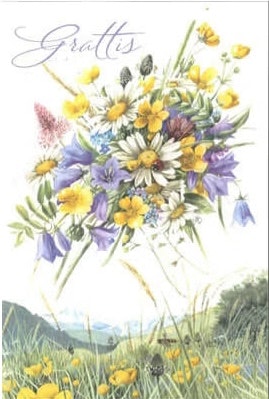 Dubbelt kort med kuvert - Ängens blomstergrattis (Fraktfritt)