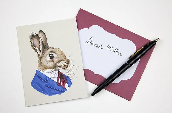 Kort med kuvert - Djurporträtt (Hare) (Fraktfritt)