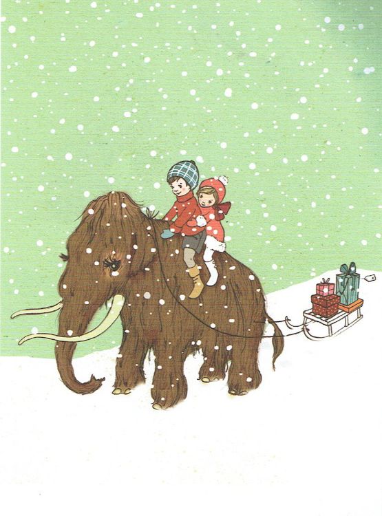 Enkelt Kort - Mammut i snön (Fraktfritt)