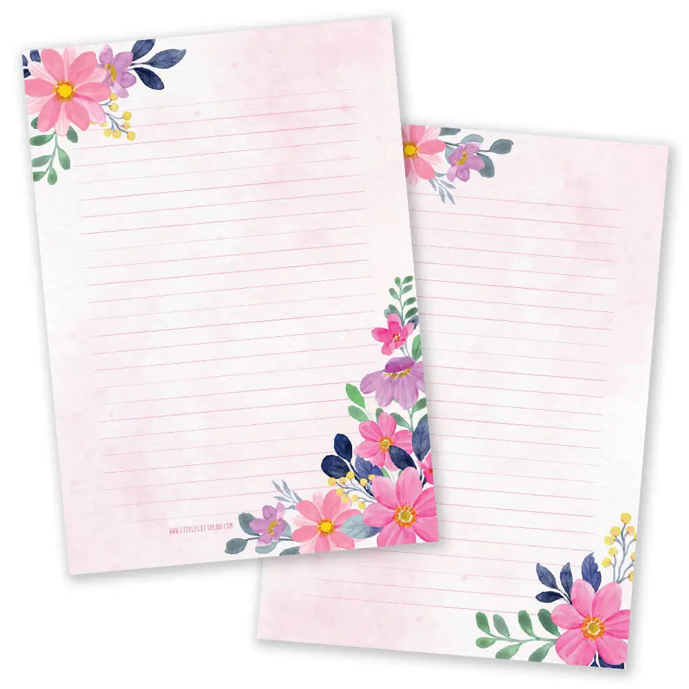 Block eller brevpapper - Blommor (A5-format)