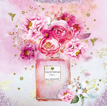 Kort med kuvert - Blommig parfym (Fraktfritt)