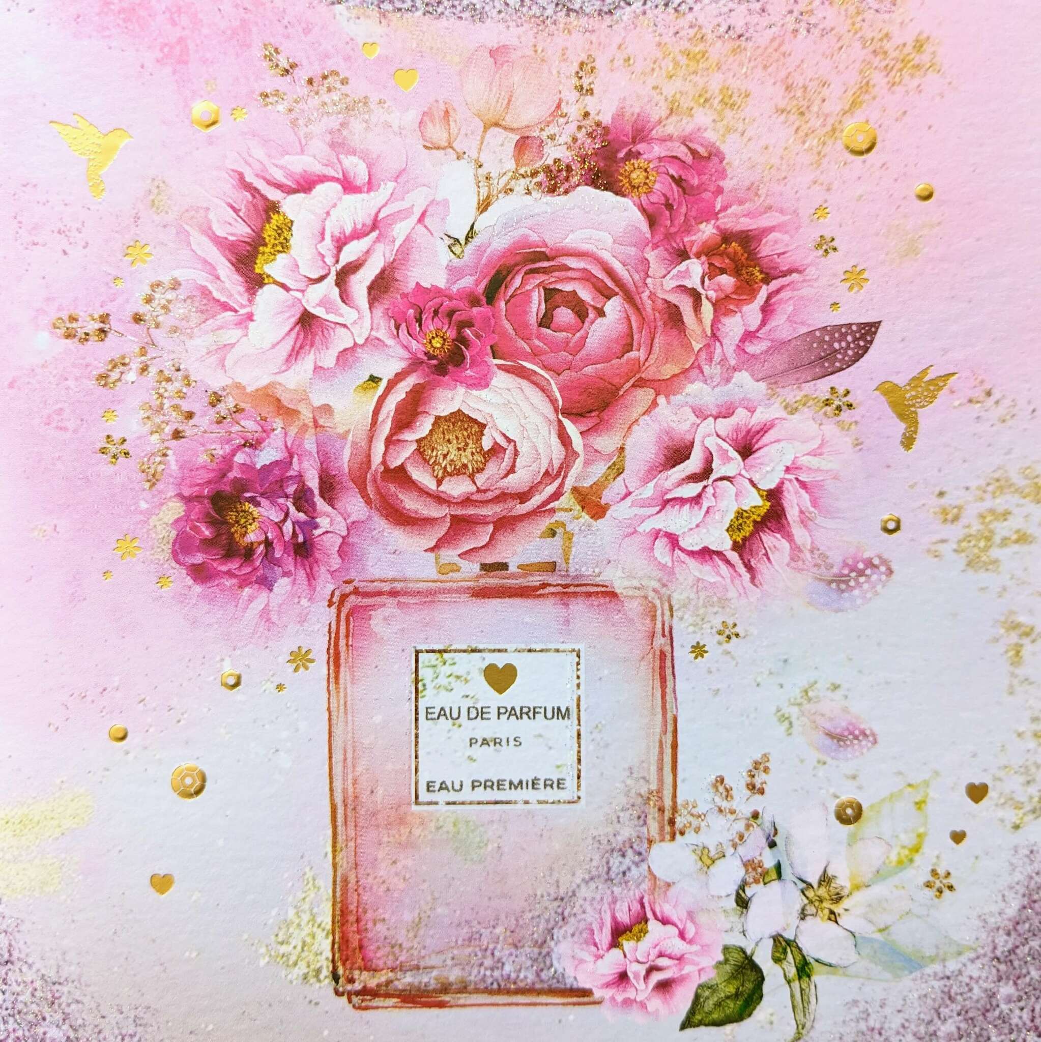 Dubbelt kort med kuvert - Blommig parfym (Fraktfritt)