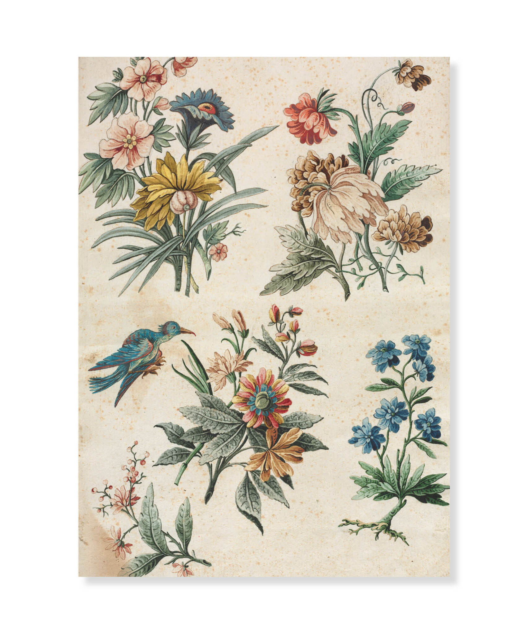 Dubbelt kort med kuvert - Antika blomster (Fraktfritt)