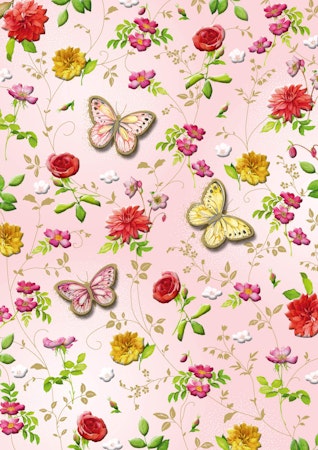 Dubbelt kort med kuvert - Blommor och fjärilar (Fraktfritt)