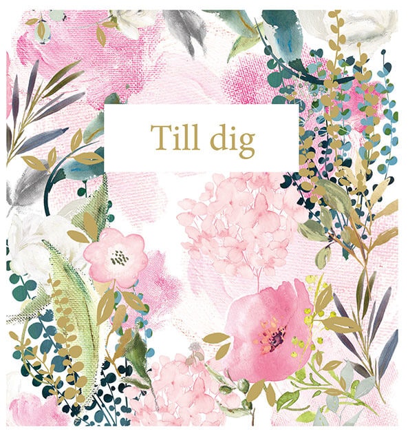 Dubbelt kort med kuvert - Blommor och Löv (Fraktfritt)