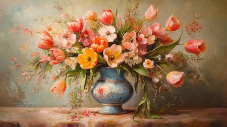 Dubbelt kort med kuvert - Eleganta blommor (Fraktfritt)