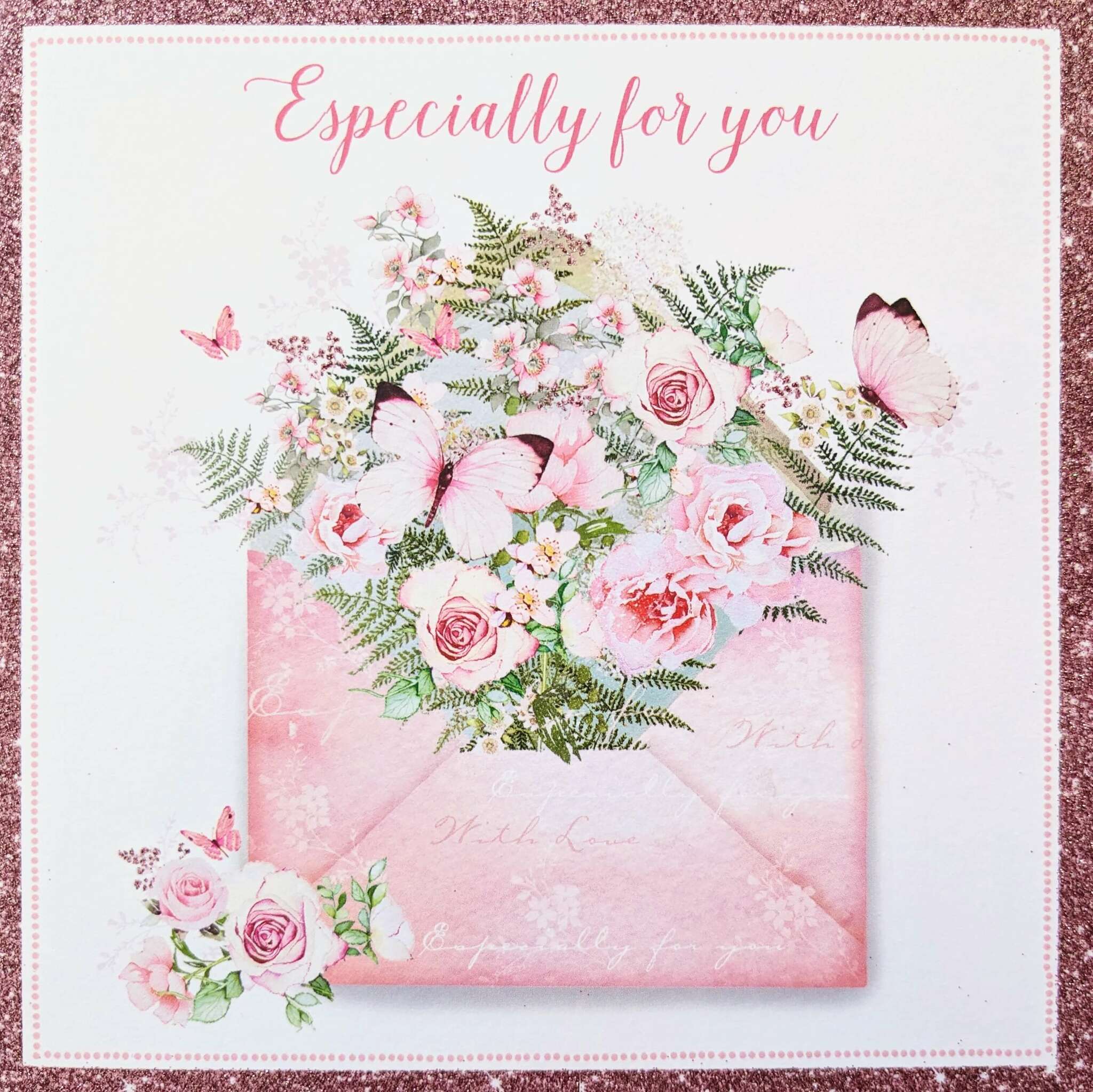 Dubbelt kort med kuvert - Blomstrande kuvert (Fraktfritt)