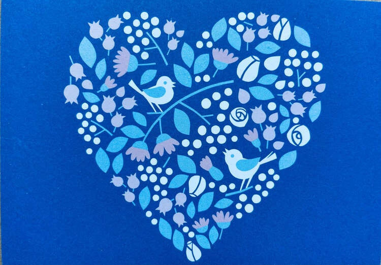Enkelt Kort - Hjärta i blå toner (Fraktfritt)