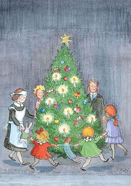 Enkelt Kort - Julkort Dans kring granen (Fraktfritt)