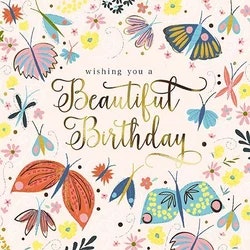 Dubbelt kort med kuvert - Beautiful Birthday (Fraktfritt)