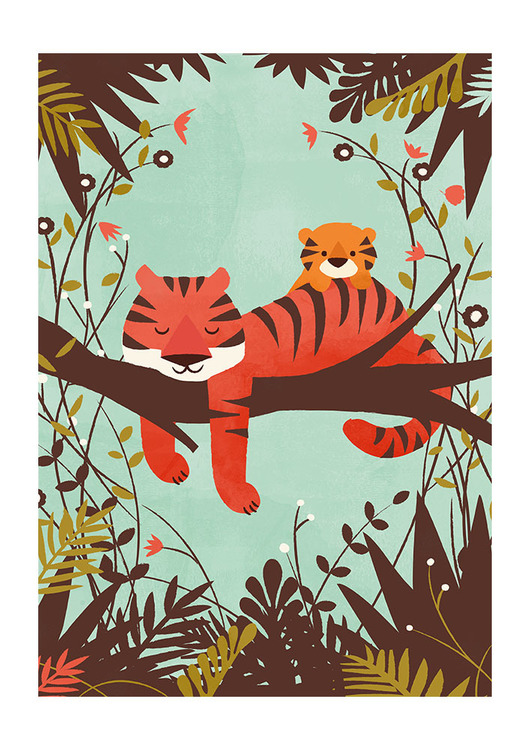 Kort med kuvert - Den sovande tigern (Fraktfritt)