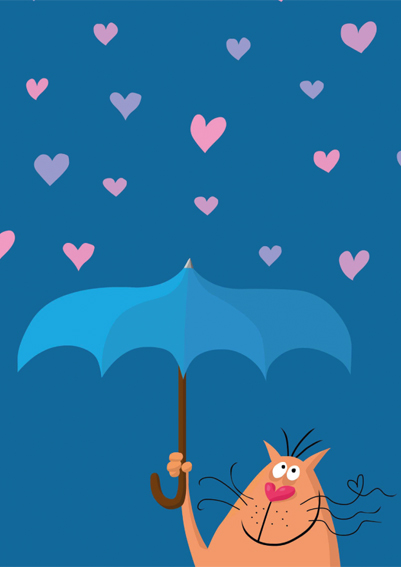 Enkelt Kort - Det regnar kärlek (Fraktfritt)