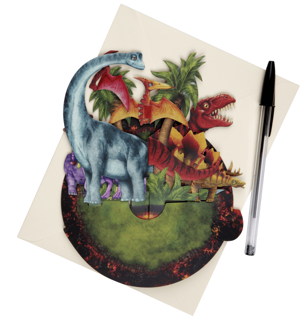 Magiskt gratulationskort  - Snurrande Dinosauriegrattis (Fraktfritt)