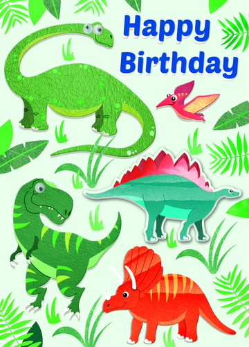 Dubbelt kort med kuvert - Dinovänner (Fraktfritt)