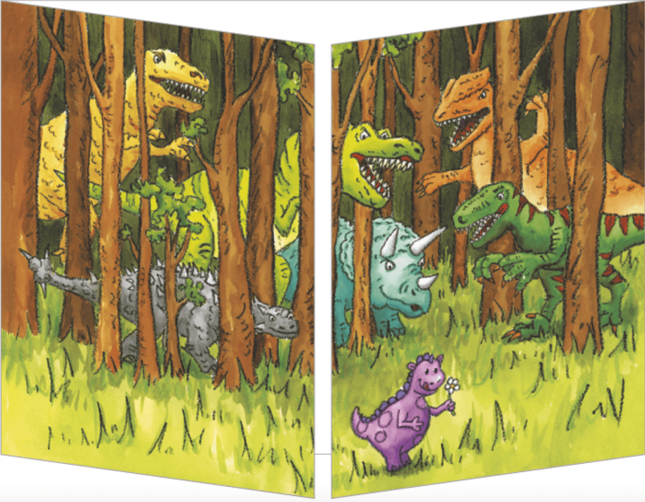 Överraskningskort utan kuvert - Dinosaurie-överraskning (Fraktfritt)