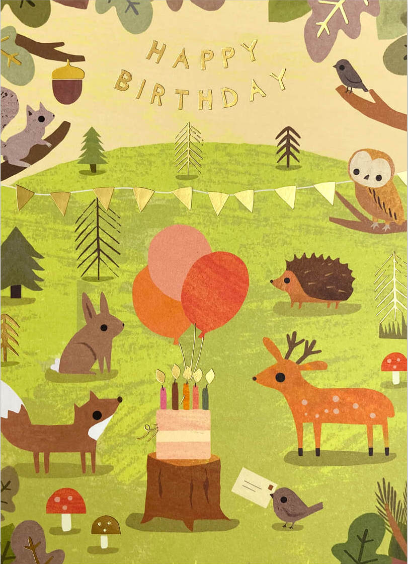 Dubbelt kort med kuvert - Djurens födelsedagspicknick (Fraktfritt)