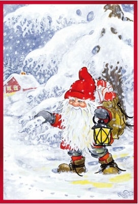 Dubbelt julkort med kuvert - Snötyngd gran (Fraktfritt)