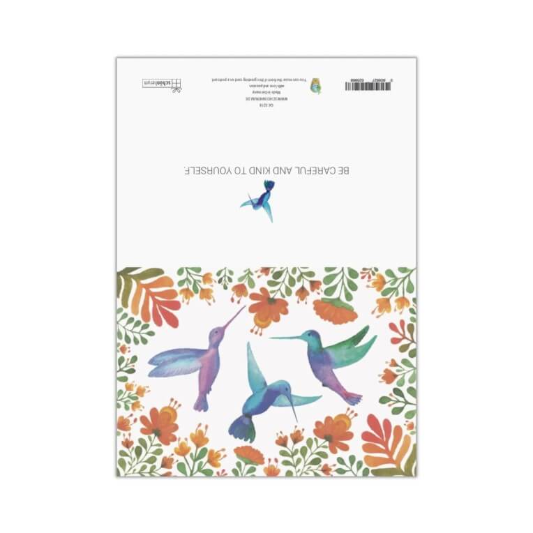 Dubbelt kort med kuvert - Kolibrier och blomster (Fraktfritt)