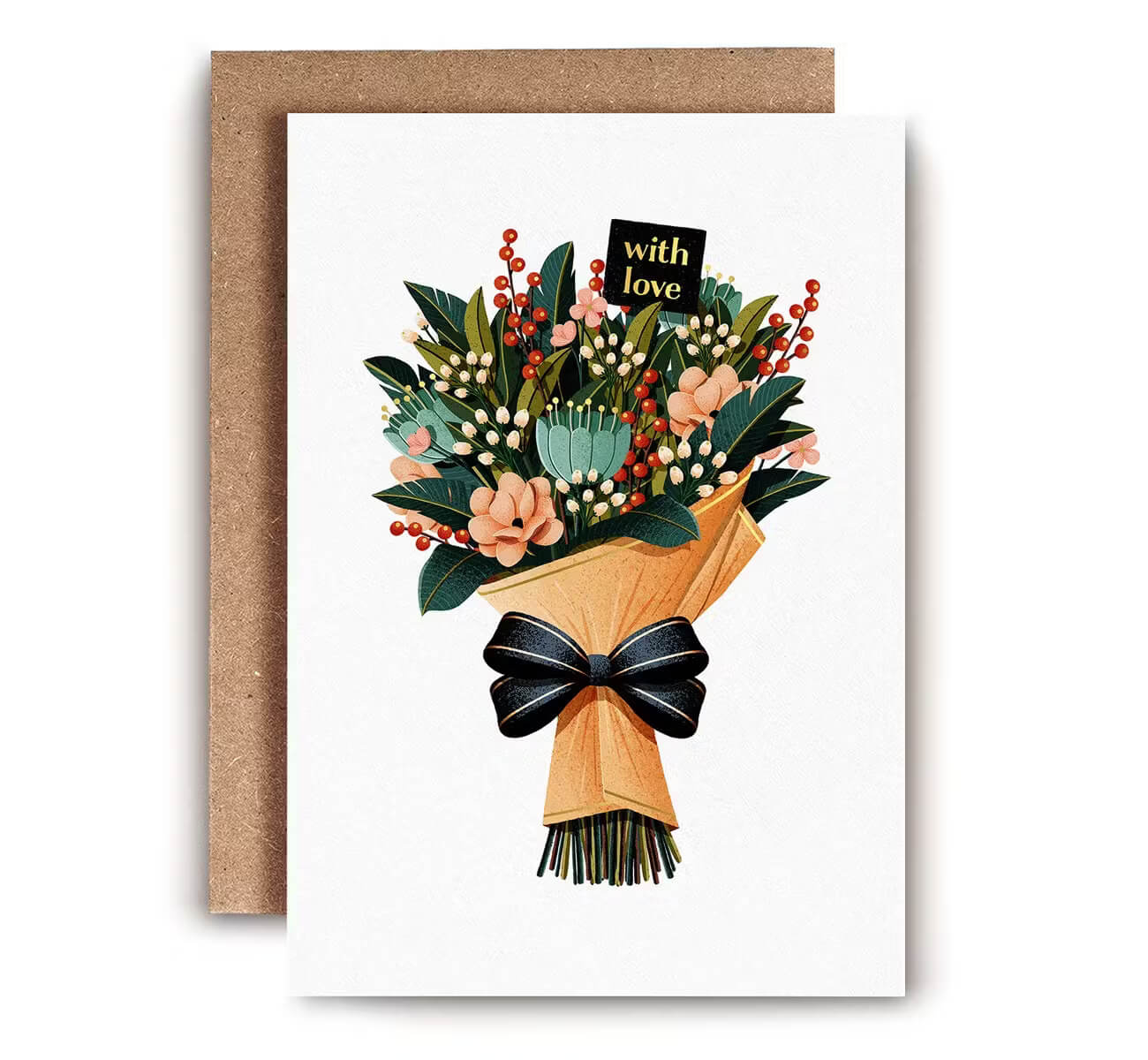 Dubbelt kort med kuvert - Massor med blommor (Fraktfritt)