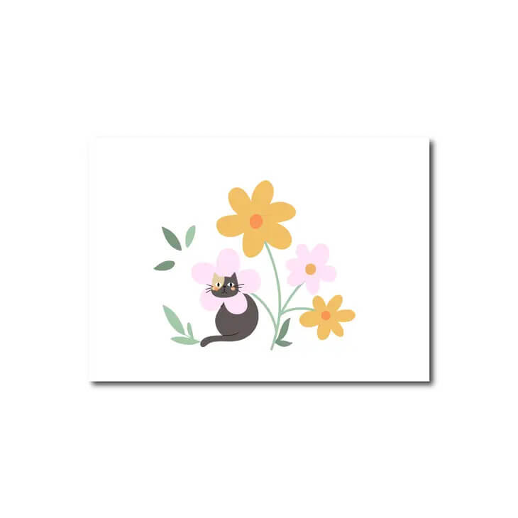 Enkelt Kort - Blomkatten (Fraktfritt)