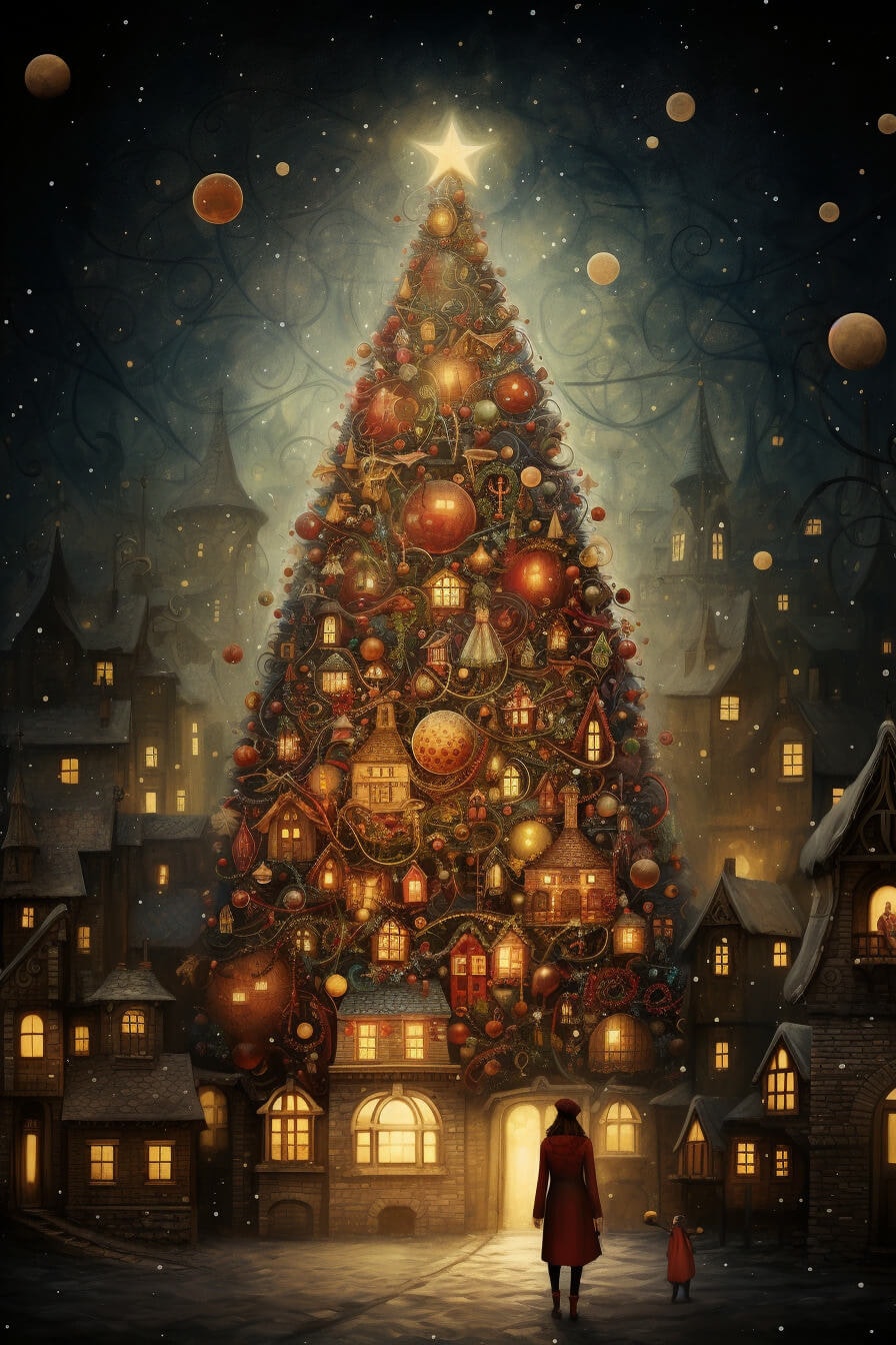 Enkelt julkort - Den magiska julgranen (Fraktfritt)