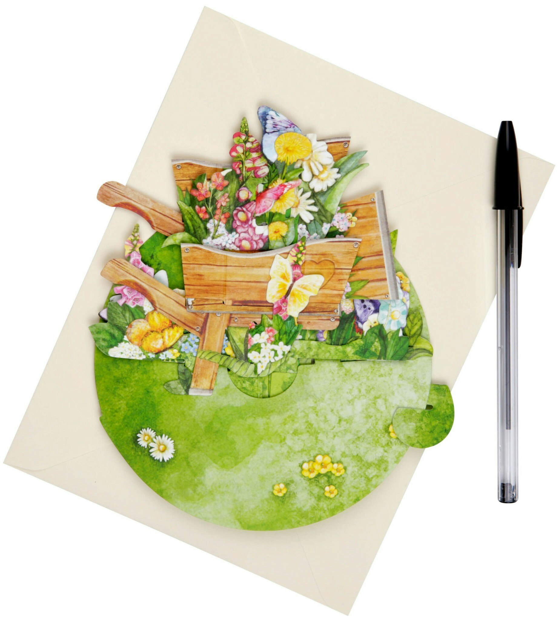 Magiska gratulationskort - Skottkärra Av Blommor (Fraktfritt)