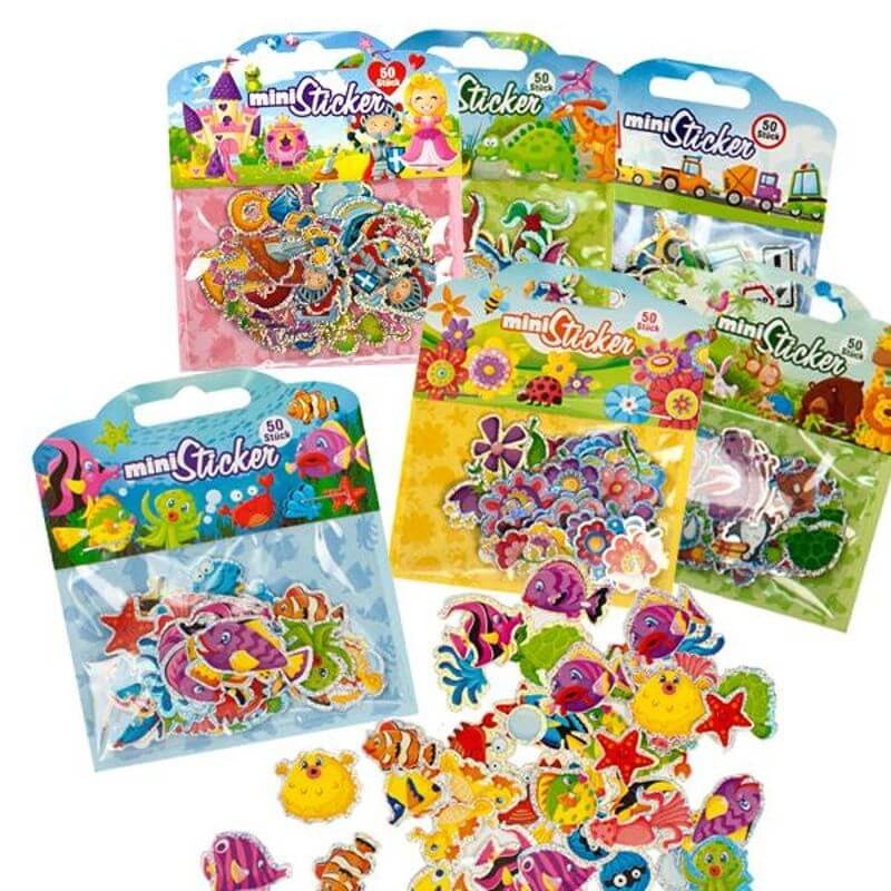 Mini Stickers - Flera varianter att välja -Vilda djur, Fordon och trafik, Dinosaurier, Prinsessor och riddare, Fiskar, samt Blommor och Insekter