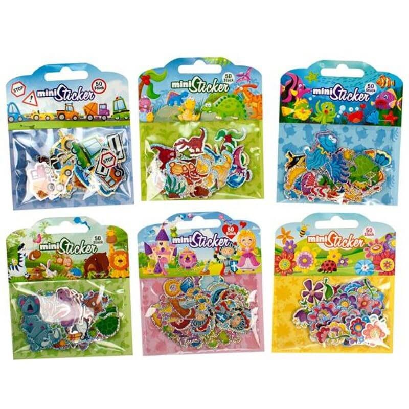 Mini Stickers - Flera varianter att välja -Vilda djur, Fordon och trafik, Dinosaurier, Prinsessor och riddare, Fiskar, samt Blommor och Insekter