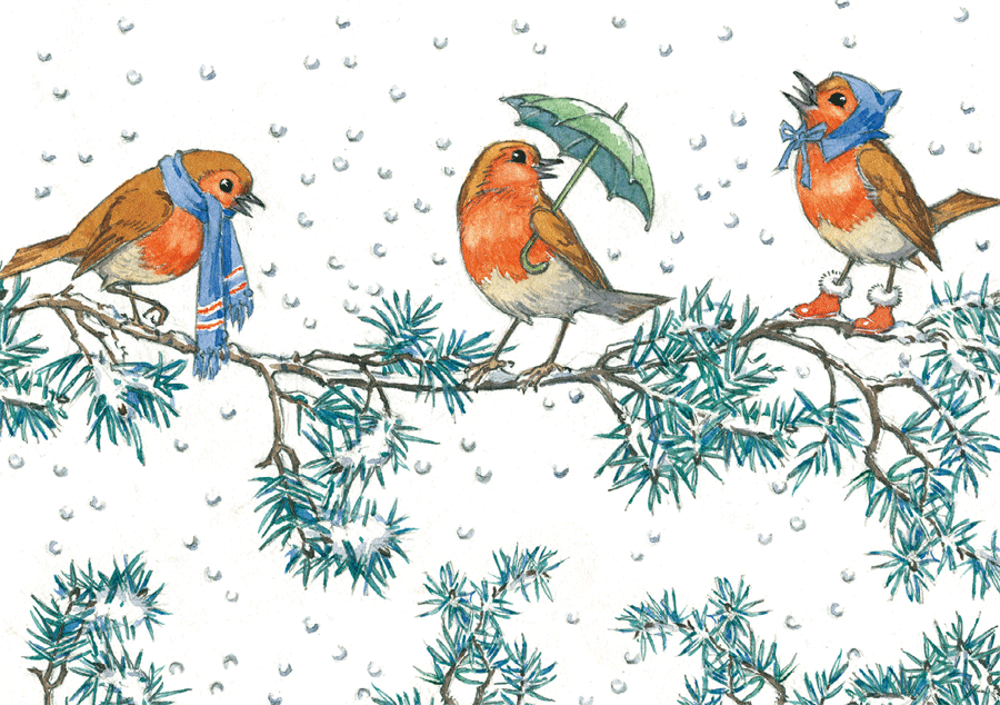 Enkelt Kort - Fåglar i snöfallet (Fraktfritt)