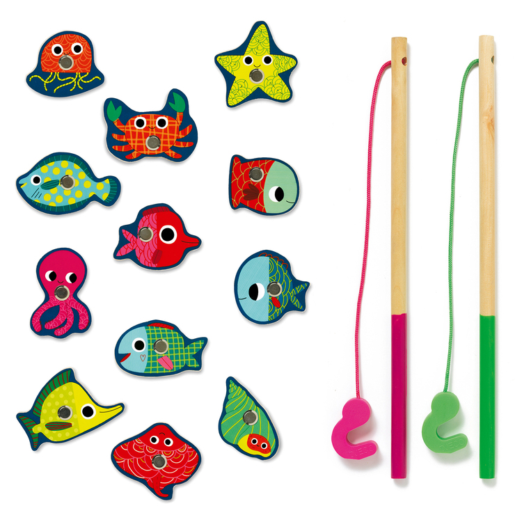 Fiska med magneter - Färgglada fiskar
