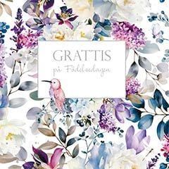 Dubbelt kort med kuvert - Färgstark Fågel Grattis (Fraktfritt)