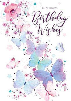 Dubbelt kort med kuvert - Fjärilar på födelsedagen (Fraktfritt)