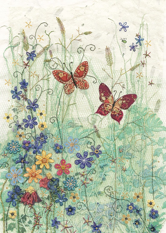 Dubbelt kort med kuvert - Fjärilar på ängen (Fraktfritt)