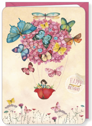 Kort med kuvert - Fjärilsballongen (Fraktfritt)