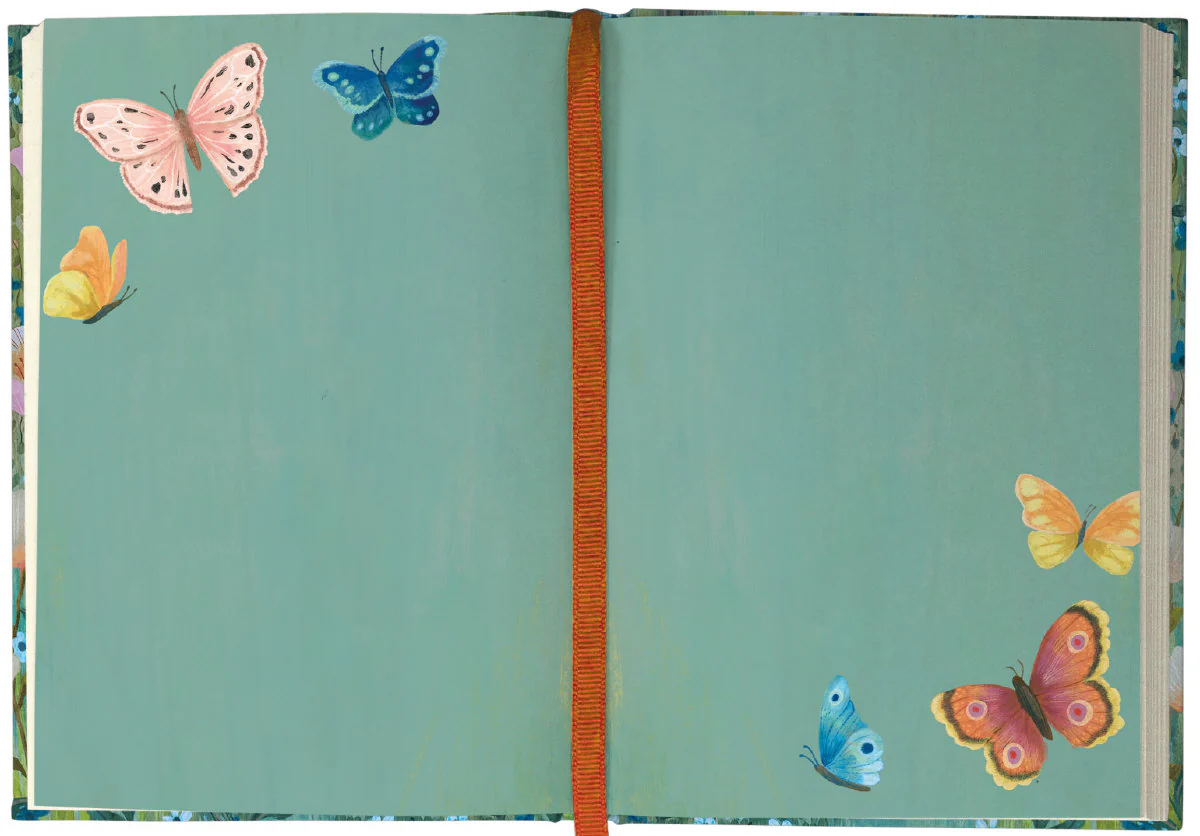 Anteckningsbok med hård pärm  - Blommor och fjärilar