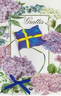 Dubbelt kort med kuvert - Flagga lila och rosa blommor (Fraktfritt)