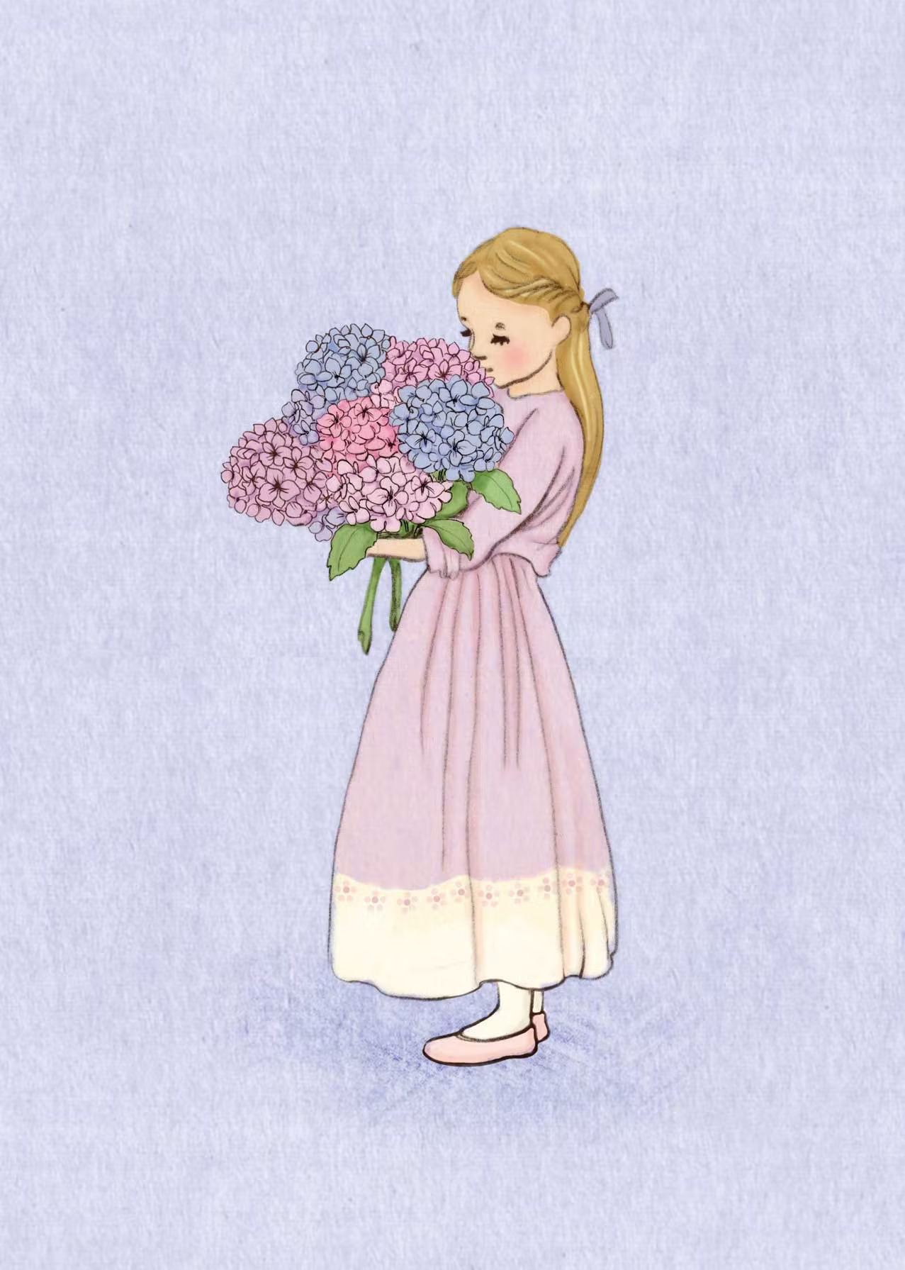 Enkelt Kort - Belle & Boo - Flickan och blommorna (Fraktfritt)