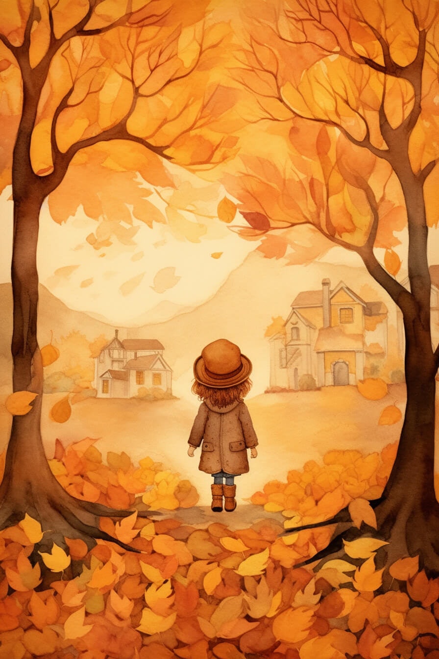 Enkelt Kort - Flickan och hösten (Fraktfritt)